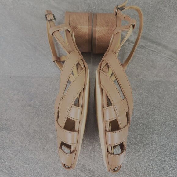 Journee Signature Sandals Women 7 M  Meggs Block Heel Leather Shoes - Picture 6 of 15